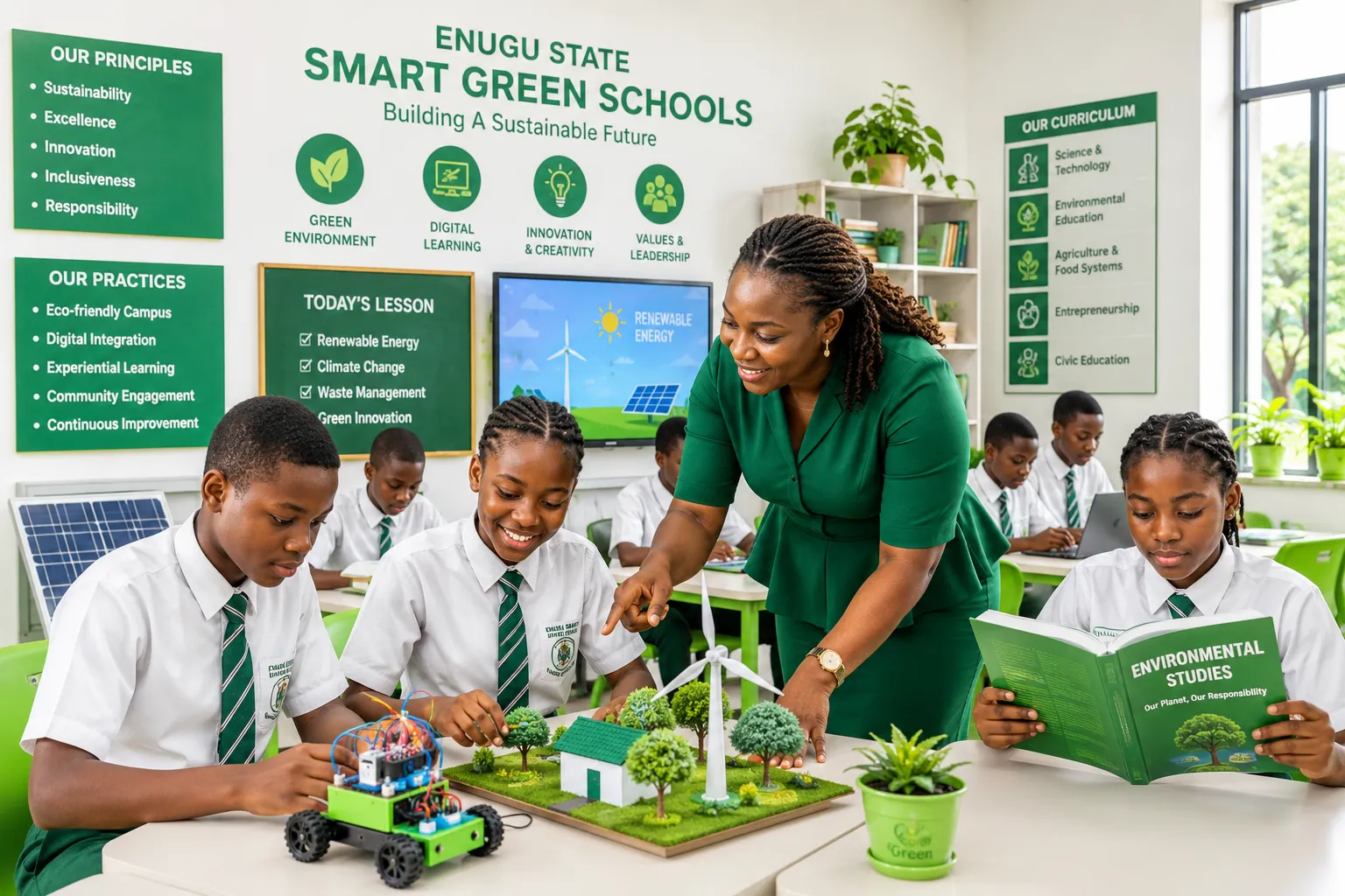 Challenging Principles, Practices, and Curricula in the Enugu State Smart Green Schools